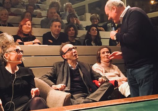 Roberto Benigni e la moglie Nicoletta Braschi a sorpresa alla Fondazione E. Di Mirafiore, ospiti di Oscar e Paola Farinetti