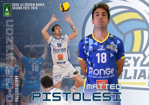 Il Volley Savigliano conferma il palleggiatore Matteo Pistolesi nella rosa dei giocatori