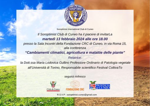 Il Soroptimist di Cuneo organizza una conferenza sui cambiamenti climatica Il Soroptimist di Cuneo organizza una conferenza sui cambiamenti climatica