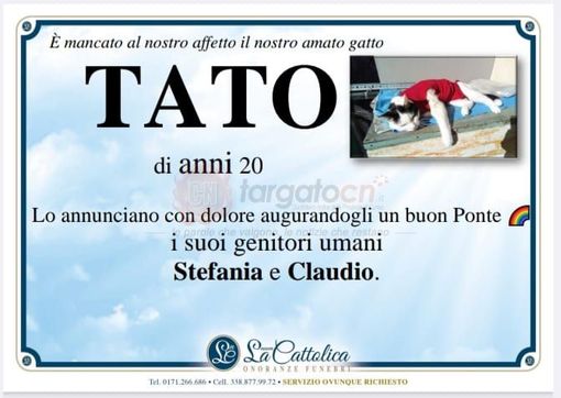 Il manifesto che annuncia la morte di Tato