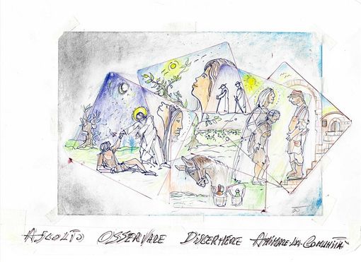 Aiutare per fare rialzare le persone: questo il motto della Caritas di Alba. (Illustrazione Caritas pagina Facebook)