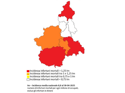 Morti sul lavoro, la provincia di Cuneo in zona rossa con un'incidenza superiore alla media nazionale Morti sul lavoro, la provincia di Cuneo in zona rossa con un'incidenza superiore alla media nazionale
