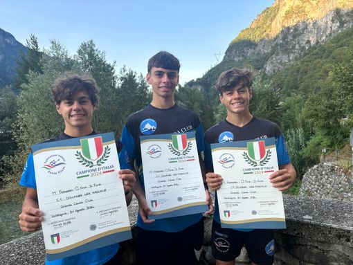 Granda Canoa Club: Oliver Fina, Dennis Fina e Mattia Ferrero Campioni d'Italia Under 23 C1 squadre