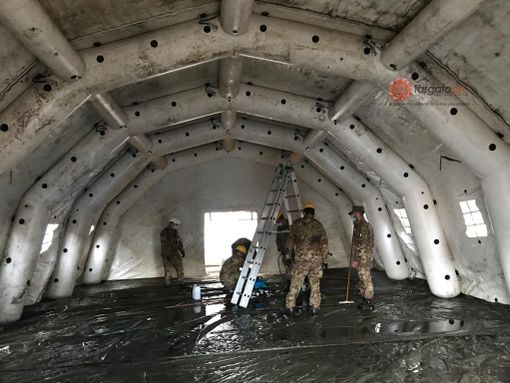 Anche al Santa Croce di Cuneo si montano le tensostrutture per affrontare l'emergenza Covid (FOTO E VIDEO)