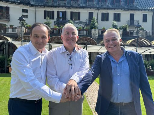 Da sinistra il governatore Alberto Cirio, il presidente di Visit Piemonte Beppe Carlevaris e l'assessore regionale Paolo Bongioanni