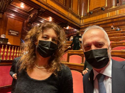 Nella foto il senatore del Carroccio Bergesio col ministro Erika Stefani