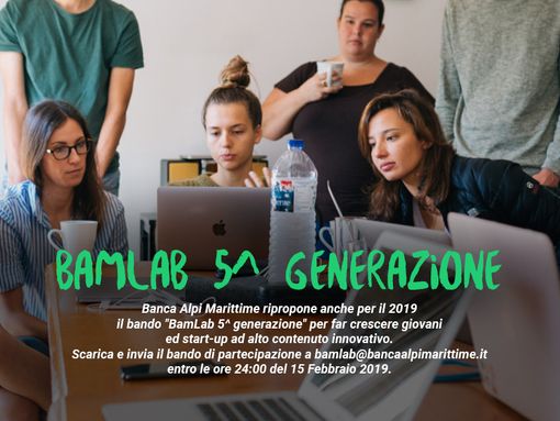 Riproposto anche per il 2019 il Bando “BamLab 5^ Generazione” della Banca Alpi Marittime