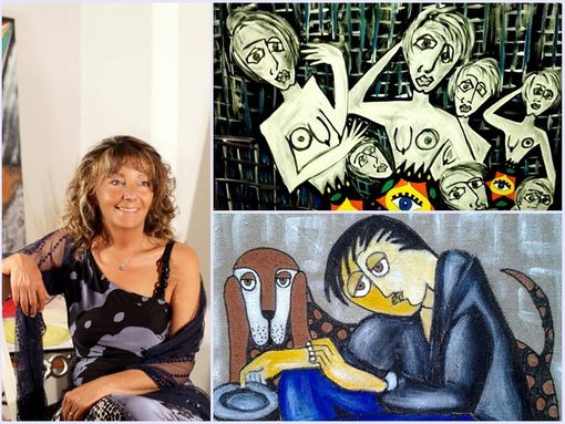 Carla Tomatis e le sue due opere selezionate da Vittorio Sgarbi