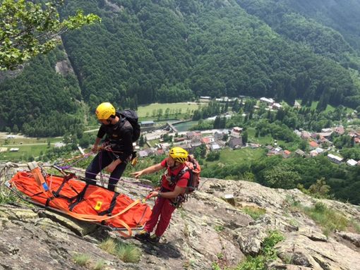 Recupero in parete di un infortunato a Sant'Anna di Valdieri