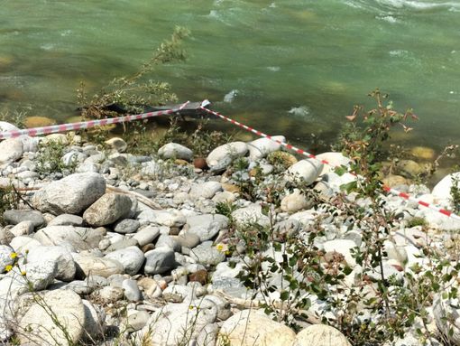 Il punto della sponda del Gesso in cui è stato effettuato il ritrovato