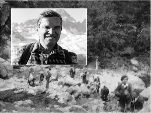 Gigi Ferraro e una foto storica dell'esodo degli ebrei attraverso dalla Francia slle valli cuneesi