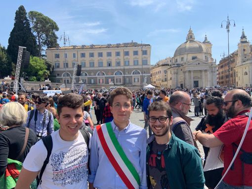Edoardo Bosio, primo da sinistra, con Jacopo Giamello  e Pietro Carluzzo