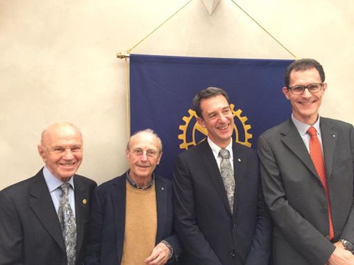 Saluzzo, serata Natale Rotary: Renato Avagnina, GianMario Civallero, Paolo Francese e Paolo TRossarello
