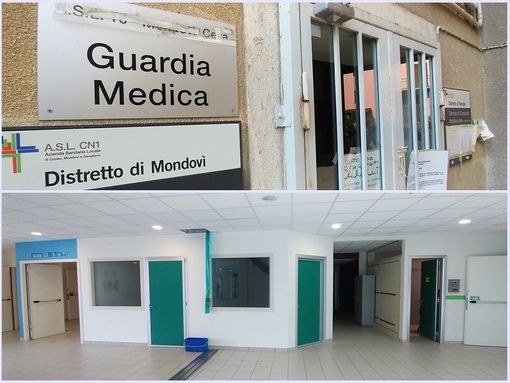 In alto: l'attuale sede della Guardia Medica a Mondovì. In basso: la futura sede della Guardia Medica presso l'ospedale di Mondovì In alto: l'attuale sede della Guardia Medica a Mondovì. In basso: la futura sede della Guardia Medica presso l'ospedale di Mondovì