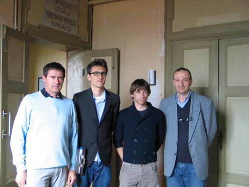 Il professor Tardivo, Emanuele Barra, Marco Poliseno e il preside del Denina Antonio Colombero