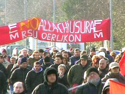 Una manifestazione di qualche mese fa dei lavoratori Oerlikon Graziano