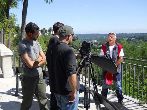 Un momento delle riprese delle clip “Corti lungo lo Stura”