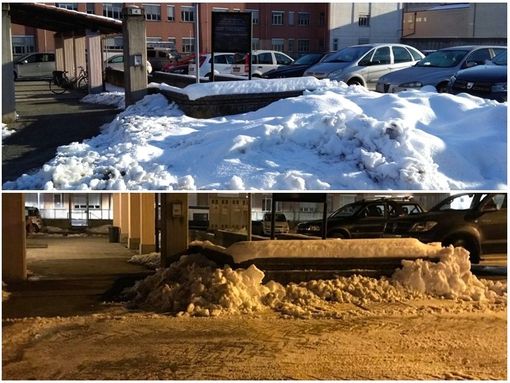 Sgomberato dalla neve il parcheggio dei disabili all'ingresso del S.I.S.P. di Saluzzo Sgomberato dalla neve il parcheggio dei disabili all'ingresso del S.I.S.P. di Saluzzo