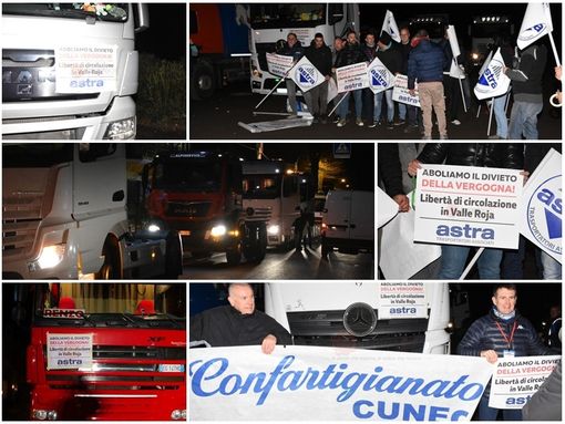 È il giorno della protesta dei tir in Val Roya: una trentina di mezzi pesanti a passo di lumaca per abolire “il divieto della vergogna” (FOTO E VIDEO) È il giorno della protesta dei tir in Val Roya: una trentina di mezzi pesanti a passo di lumaca per abolire “il divieto della vergogna” (FOTO E VIDEO)