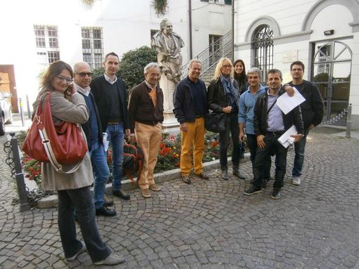 La troupe de La7 con Dadone, Paparelli e Bruna