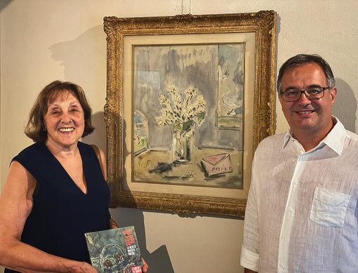 La collezionista e proprietaria di alcune opere Marina Pecollo di Alessandria in visita alla mostra con il sindaco Marco Gallo La collezionista e proprietaria di alcune opere Marina Pecollo di Alessandria in visita alla mostra con il sindaco Marco Gallo