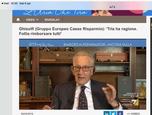 Ghisolfi sulla 7: Tria ok sul decreto Risparmiatori
