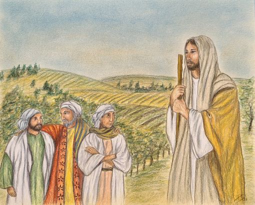 “Gesù parla agli anziani d’Israele”, disegno dell’artista braidese Pinuccia Sardo
