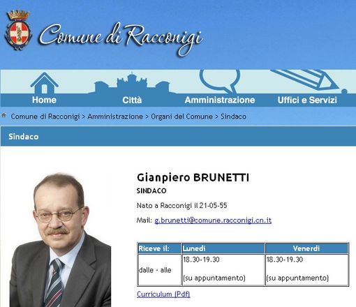 Racconigi: tutte le mail dell'Amministrazione Comunale