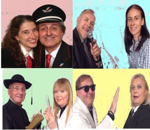 Saluzzo, teatro del Marchesato, il cast di attori di "Un treno carico di bugie"