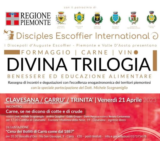 I Discepoli d'Auguste Escoffier - Piemonte e Valle D'Aosta presentano “Divina Trilogia”