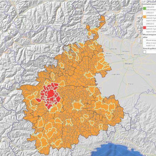 La mappa pubblicata sul portale dell'Agenzia Regionale per l'Ambiente