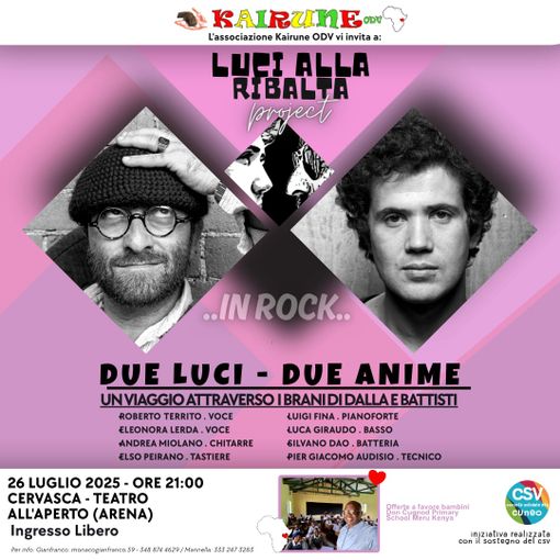 Due luci, due anime – A Cervasca un concerto solidale per il Kenya Due luci, due anime – A Cervasca un concerto solidale per il Kenya