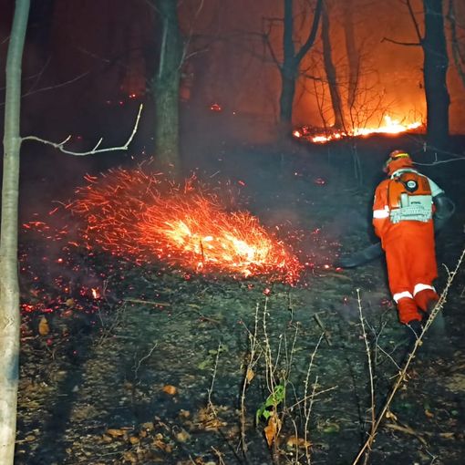 L'intervento sull'incendio boschivo di Boves