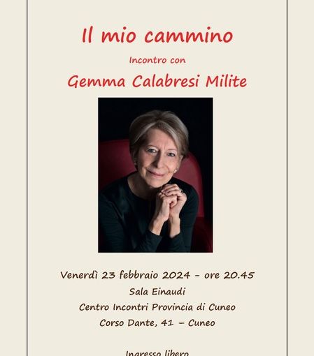 Cuneo, in Provincia l'incontro con Gemma Calabresi Milite