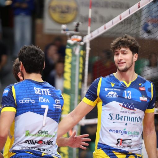 Mirco Compagnoni e Felice Sette durante una delle ultime partite della MA Acqua S.Bernardo Cuneo