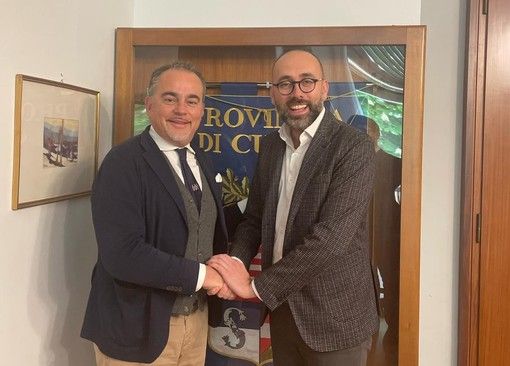 Da sinistra Pierangelo Olivieri, presidente della Provincia di Savona e Luca Robaldo, presidente della Provincia di Cuneo