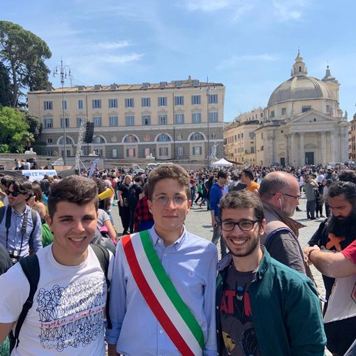 Edoardo Bosio, primo da sinistra, con Jacopo Giamello  e Pietro Carluzzo