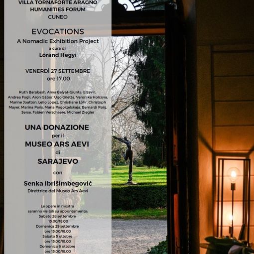 A Cuneo, il 27 settembre, sarà presentata la mostra «EVOCATIONS» a Villa Tornaforte Aragno, nella sede dell’Aragno Humanities Forum