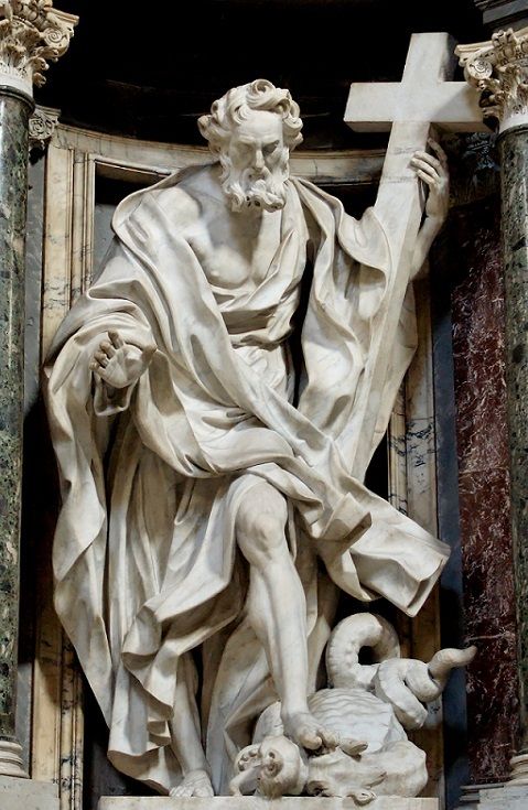 San Filippo apostolo, scultura di Giuseppe Mazzuoli (1643-1725), Basilica di San Giovanni in Laterano, Roma San Filippo apostolo, scultura di Giuseppe Mazzuoli (1643-1725), Basilica di San Giovanni in Laterano, Roma