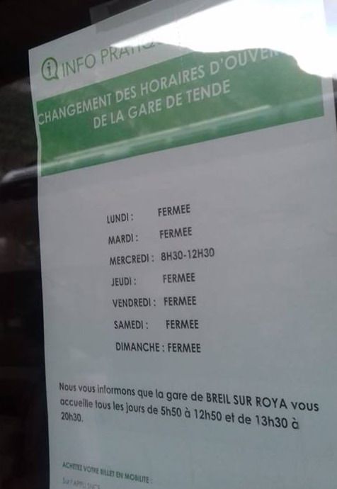 Aperta solo il mercoledì mattina, si prospetta la chiusura della stazione ferroviaria di Tenda? Aperta solo il mercoledì mattina, si prospetta la chiusura della stazione ferroviaria di Tenda?