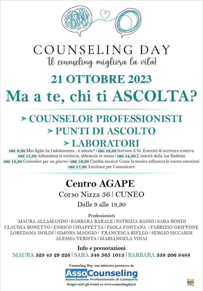 "Ma a te chi ti ascolta?": a Cuneo il counseling day per chi cerca il proprio benessere in uno spazio di ascolto senza giudizio