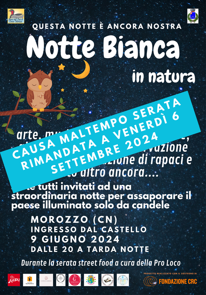 Rinviata al 6 settembre la “Notte Bianca in Natura” a Morozzo