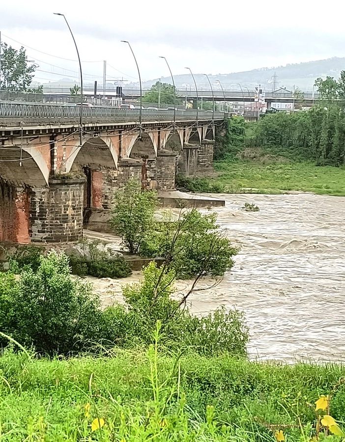 Il Tanaro al ponte albertino di Alba, fotografato nella tarda mattinata di oggi, sabato 20 maggio