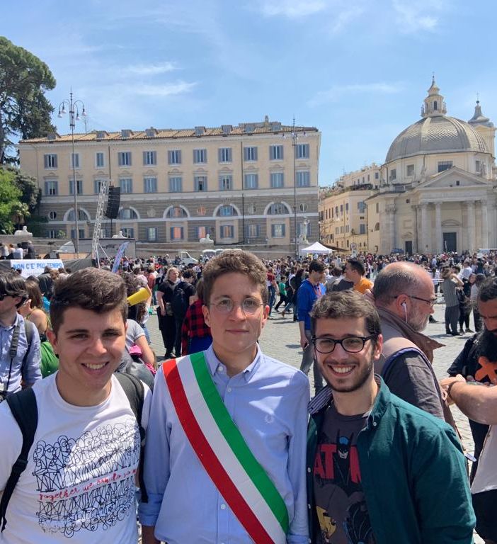 Edoardo Bosio, primo da sinistra, con Jacopo Giamello  e Pietro Carluzzo