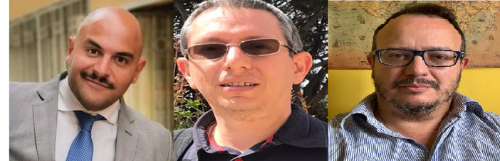 I tre candidati sindaco di Sanfre: da sx. Paolo Radosta, Roberto Salvatore ed Ivan Radice