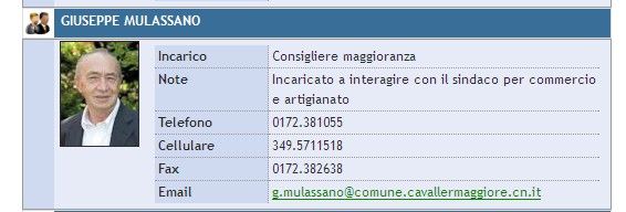 Cavallermaggiore: anche per il Consigliere Mulassano è arrivata la mail Cavallermaggiore: anche per il Consigliere Mulassano è arrivata la mail