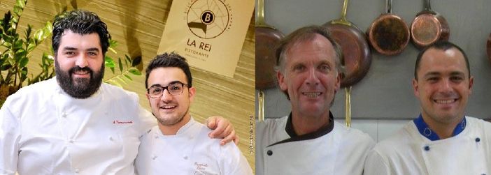 Nella foto da sinistra a destra i 4 chef, Canavacciuolo, Laera, Garola e Lombardo
