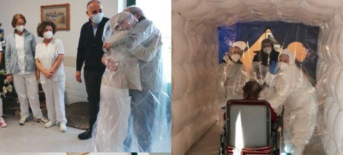 Oggi è la giornata mondiale degli abbracci, resi di nuovo possibili in molte RSA della Granda grazie alle "stanze gonfiabili"