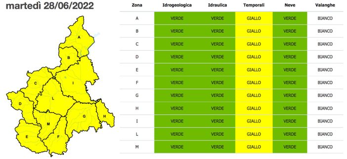Temporali, forti venti e rischio grandine: domani è allerta gialla su tutto il Piemonte Temporali, forti venti e rischio grandine: domani è allerta gialla su tutto il Piemonte