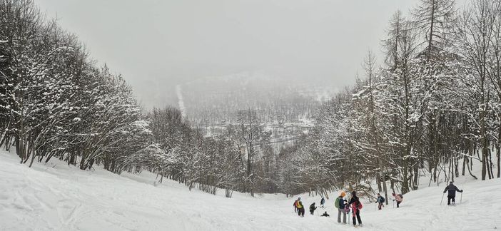 Escursione invernale a Crissolo verso il panoramico agglomerato di Meire La Font Escursione invernale a Crissolo verso il panoramico agglomerato di Meire La Font
